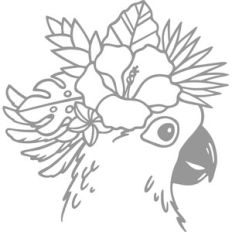 cockatoo with tropical flowers