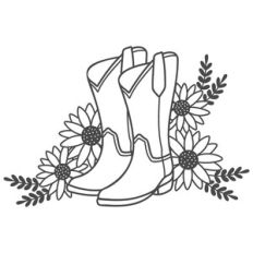 Cowboy Boots with Sunflowers