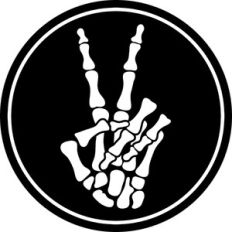 skeleton peace sign
