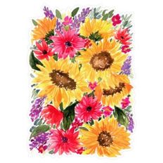 Watercolor Sunflowers Red Pink Daisies Lavender Print and Cut