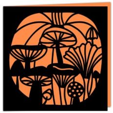 Pumpkin with Toadstools Halloween Card