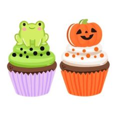 Frog and Pumpkin Halloween Cupcakes
