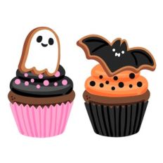 Ghost and Bat Halloween Cupcakes
