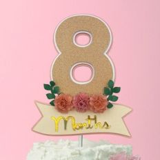 8 MONTHS FLORAL CAKE TOPPER