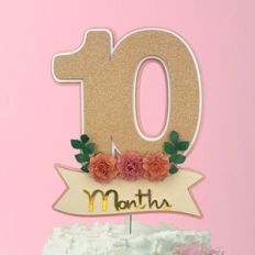 10 MONTHS FLORAL CAKE TOPPER