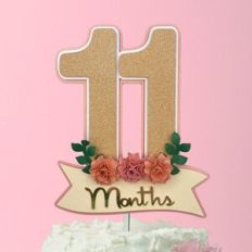 11 MONTHS FLORAL CAKE TOPPER