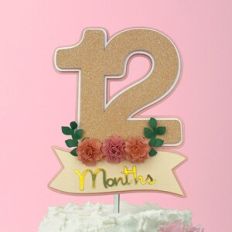 12 MONTHS FLORAL CAKE TOPPER