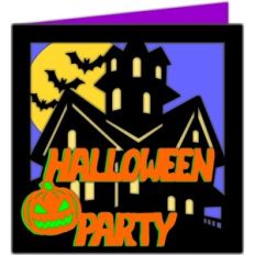 halloween party haunting house card