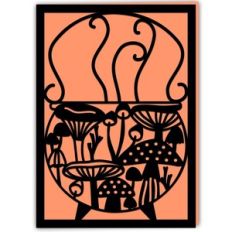 Cauldron of Toadstools Halloween Card