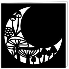 Halloween Moon with Toadstools Card
