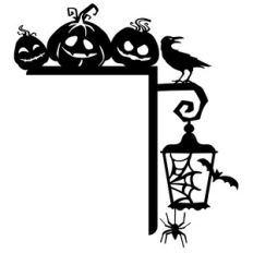 halloween door corner - pumpkins and lantern