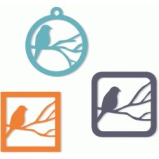 3 bird on branch cutout tags