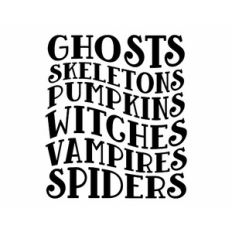 ghosts skeletons pumpkins witches vampires spiders