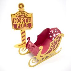 Santa Sleigh And The North Pole Sign Paper 3D
