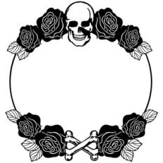 skull and roses 1-piece wreath