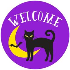 halloween cat welcome sign