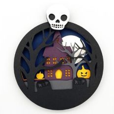 Haunted House Layered Halloween Ornament