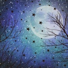 Halloween Blue Glitter Full Moon Night Forest Spooky Sky Background Pa