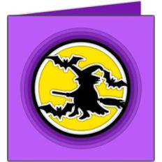 witch with bats halloween card