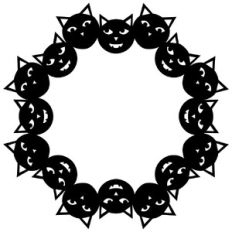 Black Cat Circle Border Frame