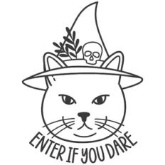 Cat Witch Welcome Sign