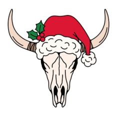 Christmas Cow Skull Santa