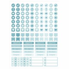 Adesivos para planners e agendas | Português  - Azul