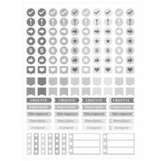 Adesivos para planners e agendas | Português  - Cinza