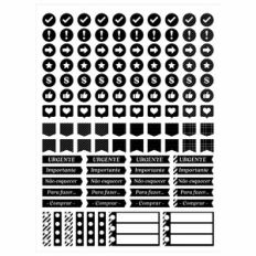 Adesivos para planners e agendas | Português  - Preto