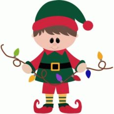 christmas elf holding lights
