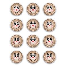 Gingerbread Face Sticker Sheet