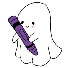 Cute Ghost With Crayon