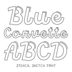 BFC Blue Corvette Stencil Sketch Font Decorative Sketch