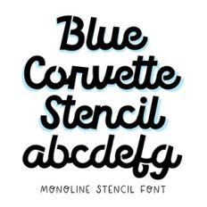 BFC Blue Corvette Stencil Monoline Retro Script Font