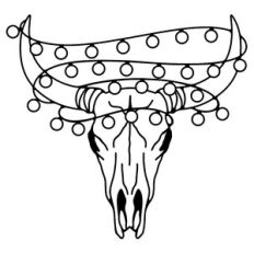 Christmas Lights Cow Skull