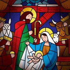 Christmas stained glass gift paper