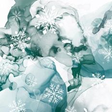 Teal Alcohol Ink Snowflake Background Pattern