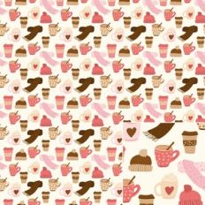 Winter Hat, Scarves, Hot Chocolate and Coffee Printable Pattern