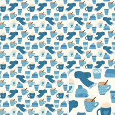 Winter Hat, Scarves, Hot Chocolate and Coffee Printable Pattern