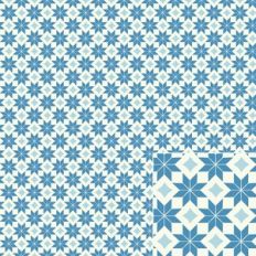 Fair Isle Blue and White Geometric Snowflake Printable Pattern