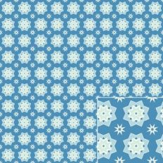 Blue and White Geometric Snowflake and Star Printable Pattern