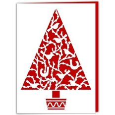 Scandinavian Tree with Birds Christmas Card