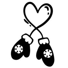 mittens with heart