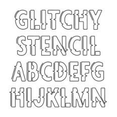 BFC Glitchy Stencil Sketch Video Game Sketch Font