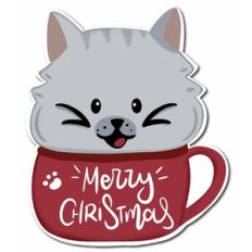 Kitten in a Cup Christmas Sticker