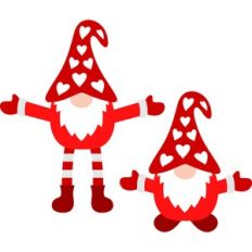 christmas gnome with hearts hat