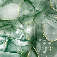 Green Alcohol Ink and Gold Foil Background Pattern