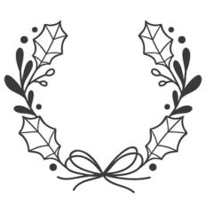 Holly Leaf Circle Frame with Bow