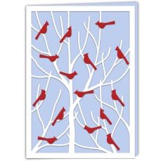 Cardinal Birds in Trees Card