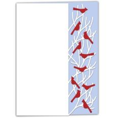 Cardinal Birds in Trees Lace Edged Card